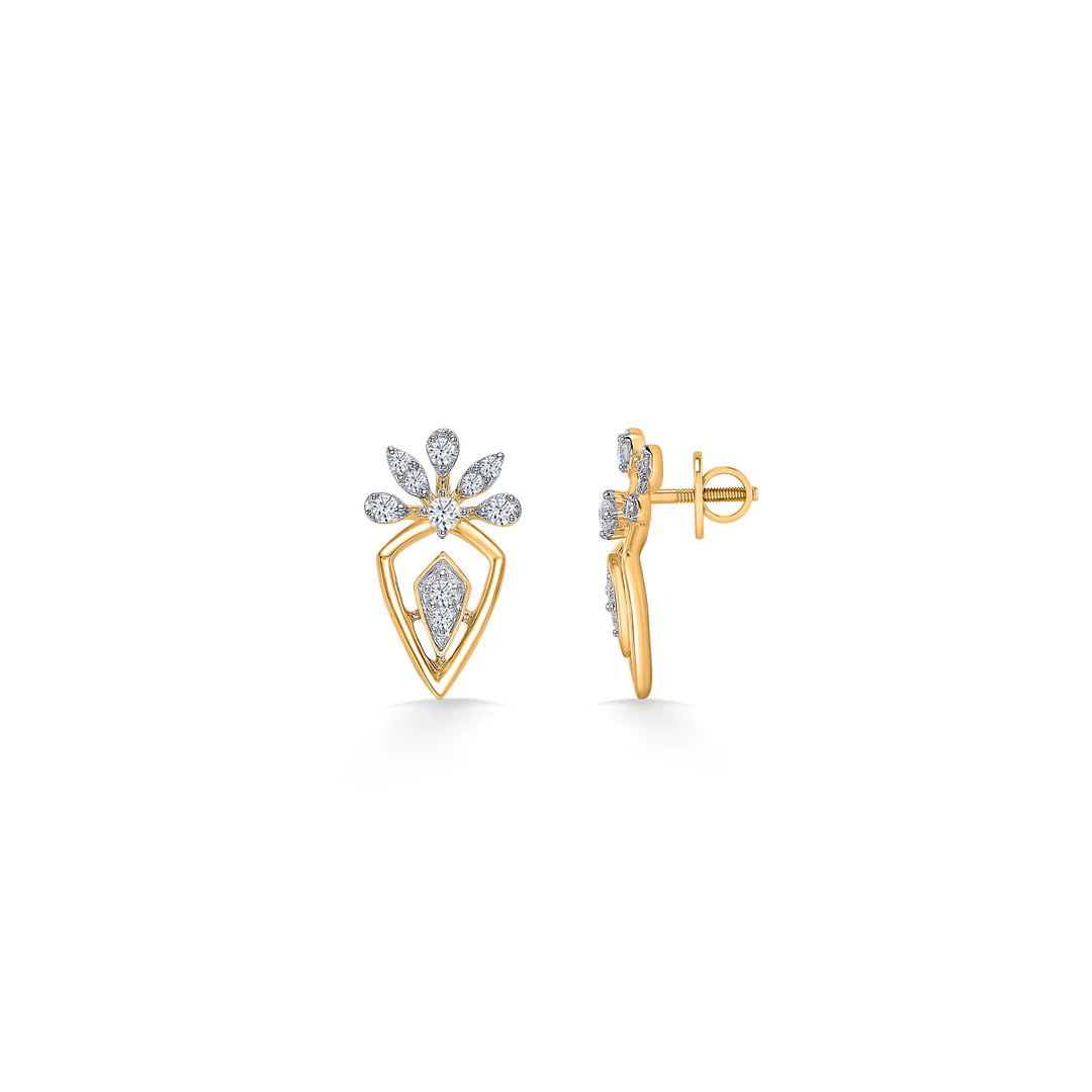 Crystal Crown Gold & Diamond Stud Earring - Image 3