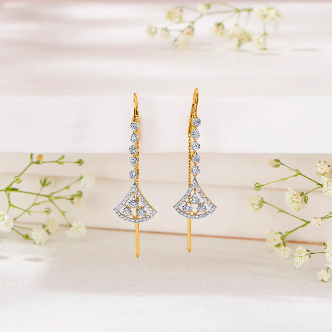 Crystal Horizon Gold Dangler Earring For Women