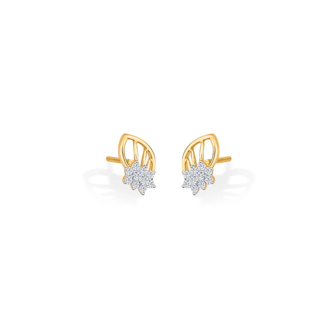 Crystal Leaflet Gold Stud Diamond Earring for Women - Image 3
