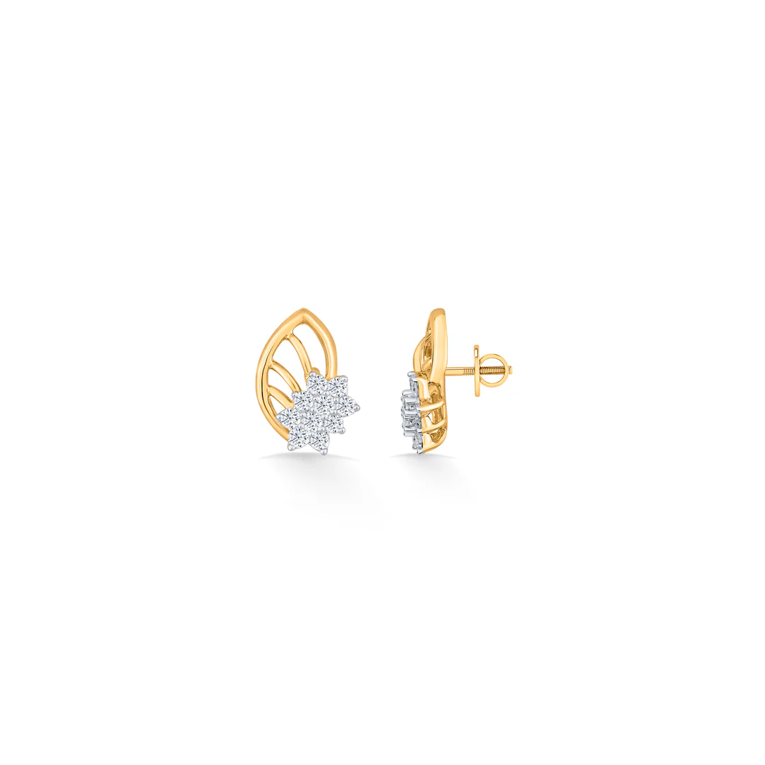 Crystal Leaflet Gold Stud Diamond Earring for Women - Image 4