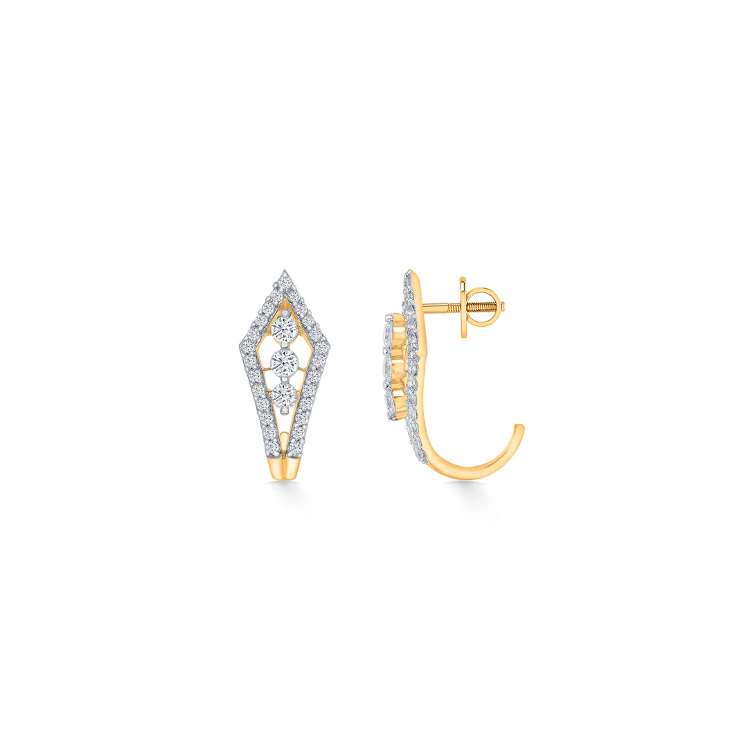 Crystal Quill Gold & Diamond Hoops & Huggies Earring - Image 2