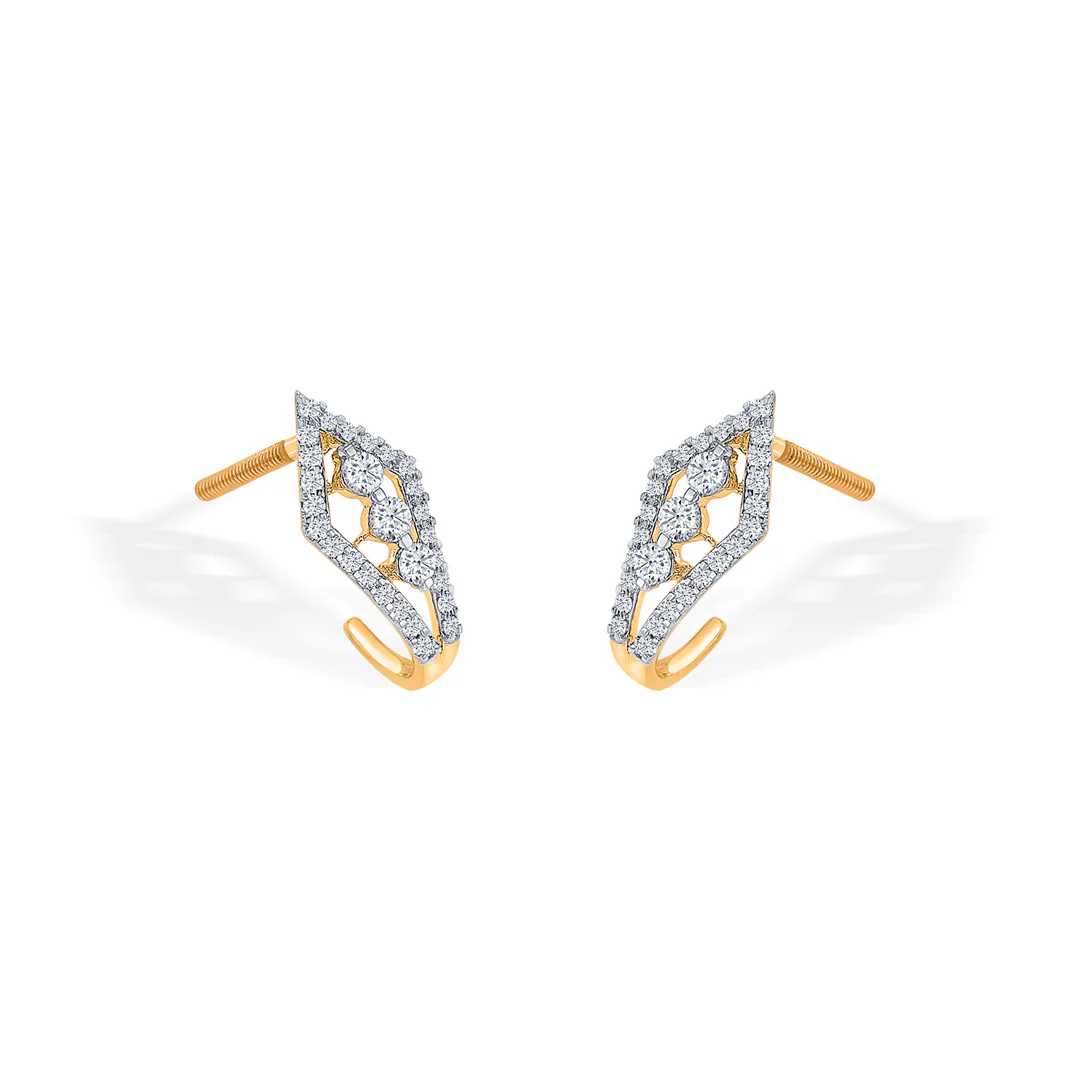 Crystal Quill Gold & Diamond Hoops & Huggies Earring - Image 3