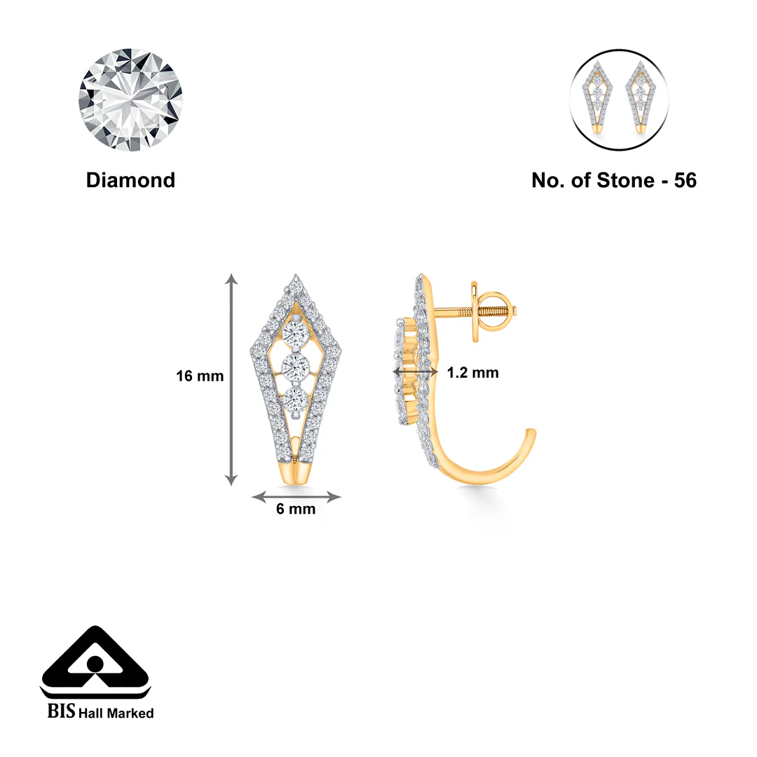 Crystal Quill Gold & Diamond Hoops & Huggies Earring - Image 4