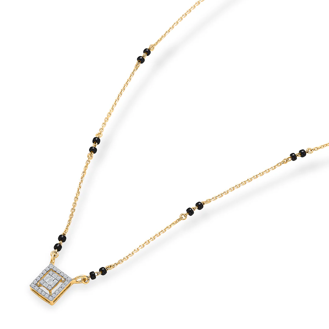 Cubic Spark Gold & Diamond Modern Mangalsutra For Women - Image 3