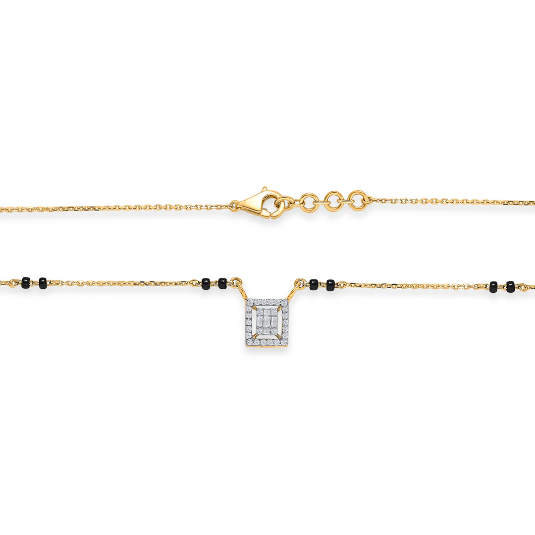 Cubic Spark Gold & Diamond Modern Mangalsutra For Women - Image 4