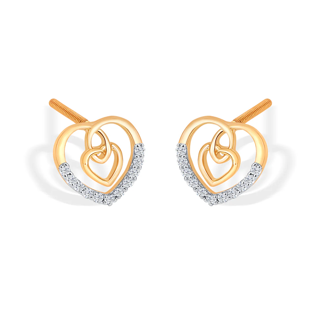 Cupid's Yellow Gold & Diamond Stud Earring For Women - Image 3