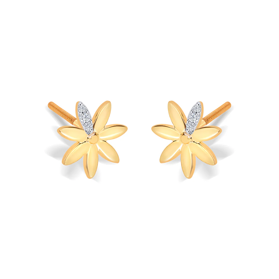 Daisy Yellow Gold & Diamond Stud Earring For Women - Image 3