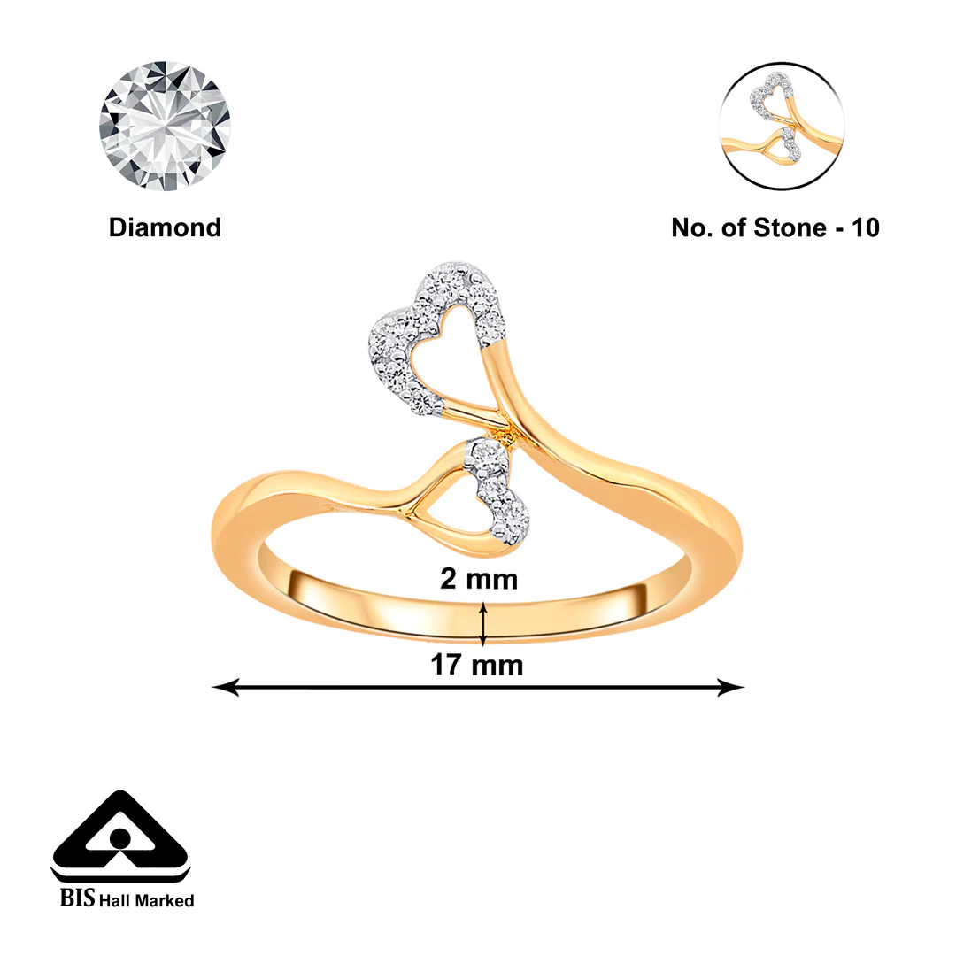 Dancing Hearts Gold & Diamond Ring - Image 4