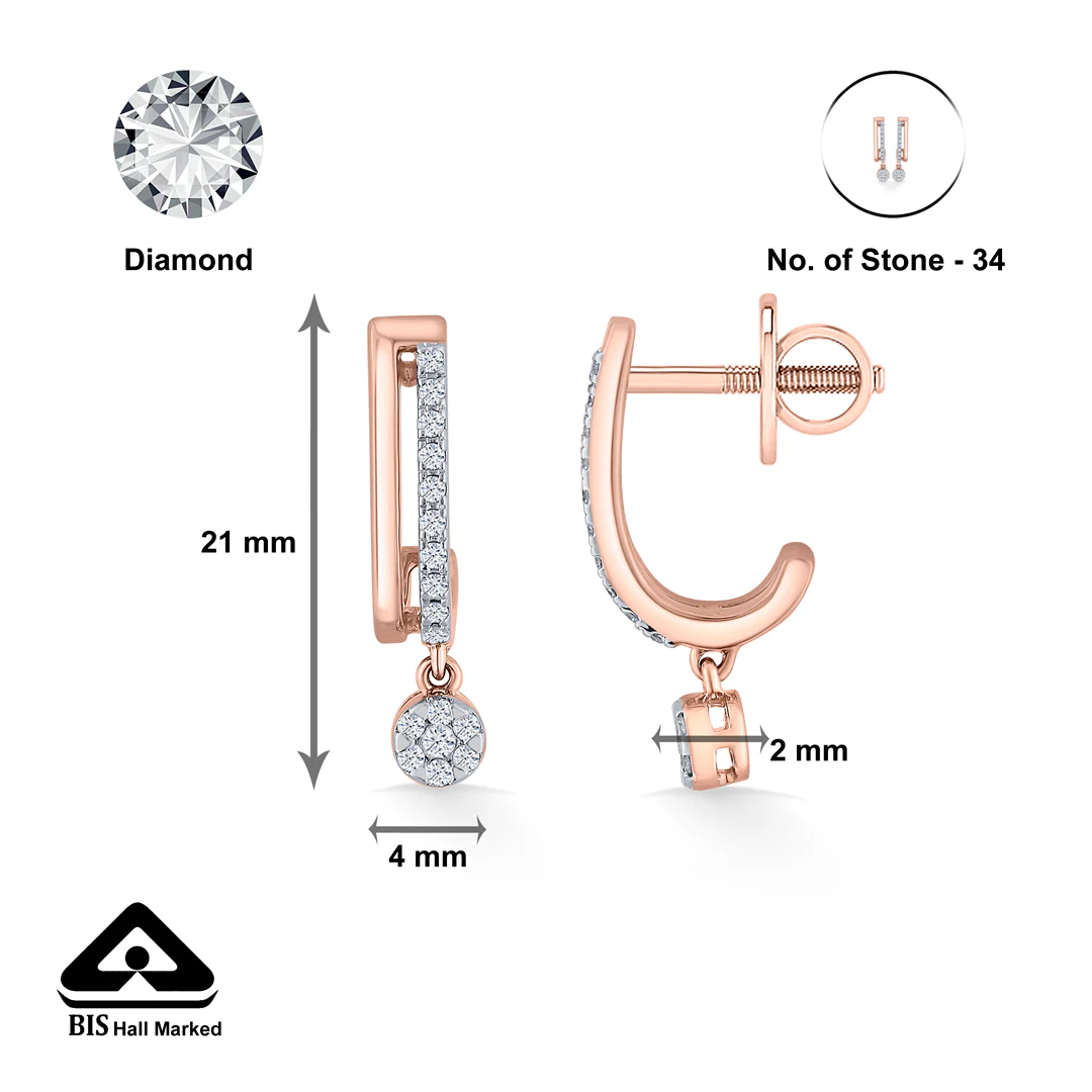 Dangleva Glow Gold Stud Diamond Earring - Image 4