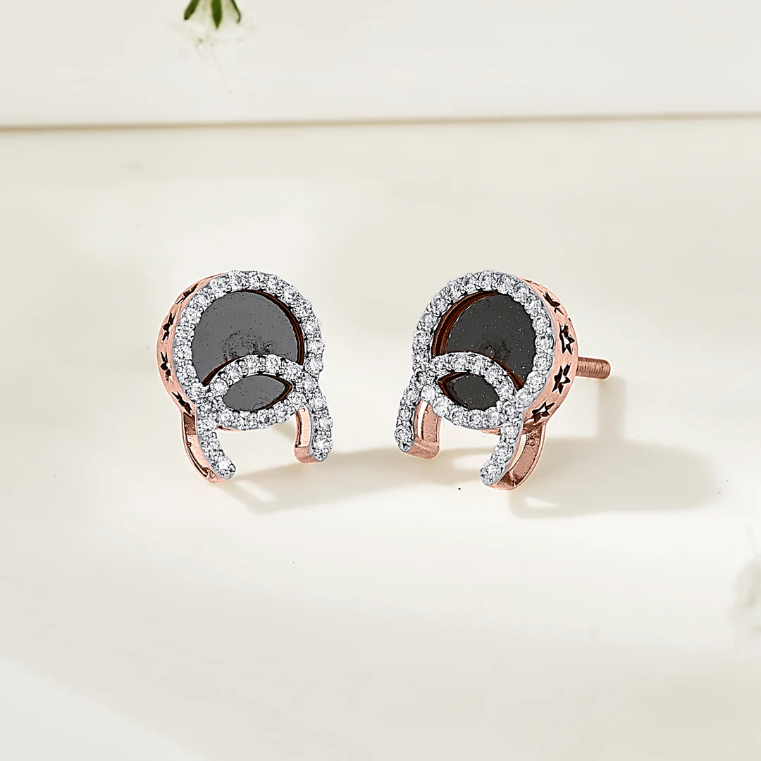 Dark Radiance Rose Gold Stud Diamond Earring For Women