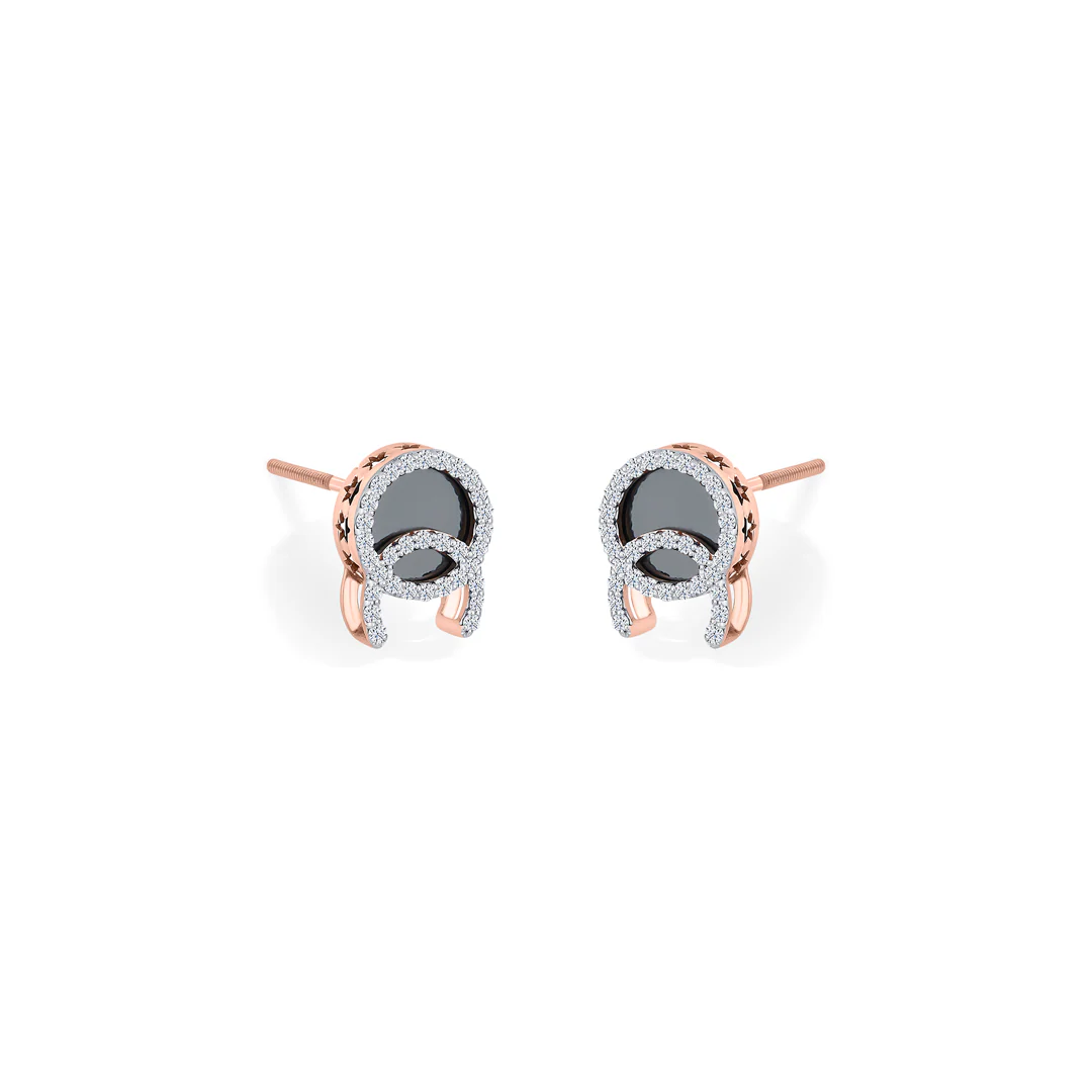 Dark Radiance Rose Gold Stud Diamond Earring For Women - Image 3