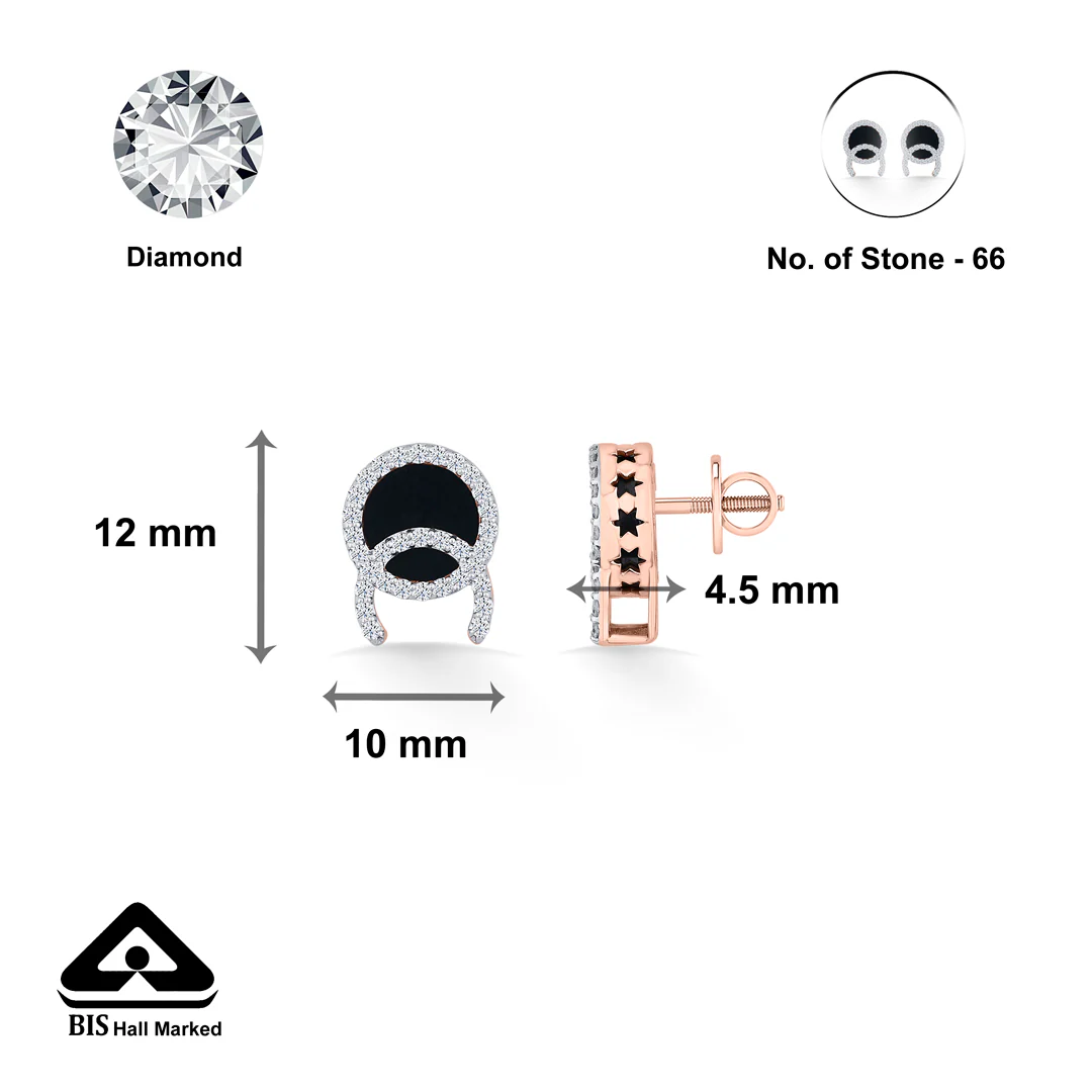 Dark Radiance Rose Gold Stud Diamond Earring For Women - Image 5