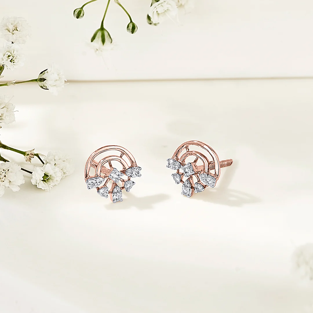 Dazzling Crown Gold Stud Diamond Earring for Women