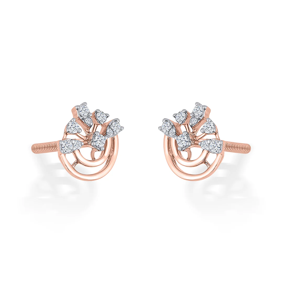 Dazzling Crown Gold Stud Diamond Earring for Women - Image 3