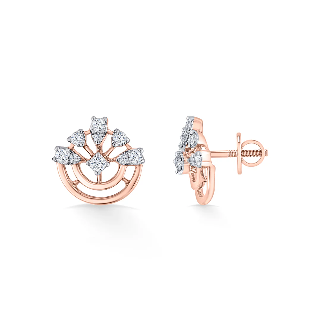 Dazzling Crown Gold Stud Diamond Earring for Women - Image 4