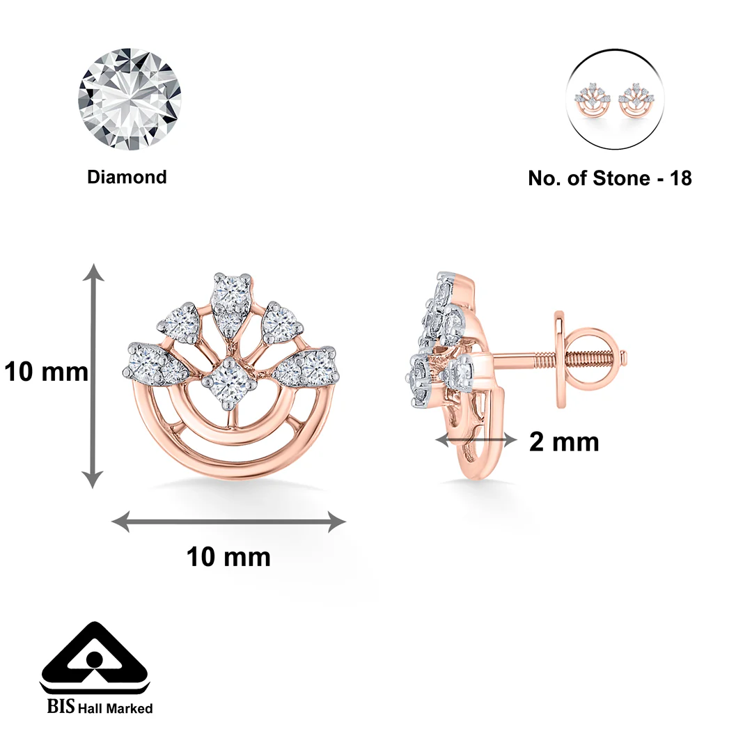 Dazzling Crown Gold Stud Diamond Earring for Women - Image 5