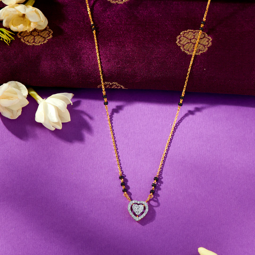 Dazzling Heart Gold & Diamond Modern Mangalsutra For Women