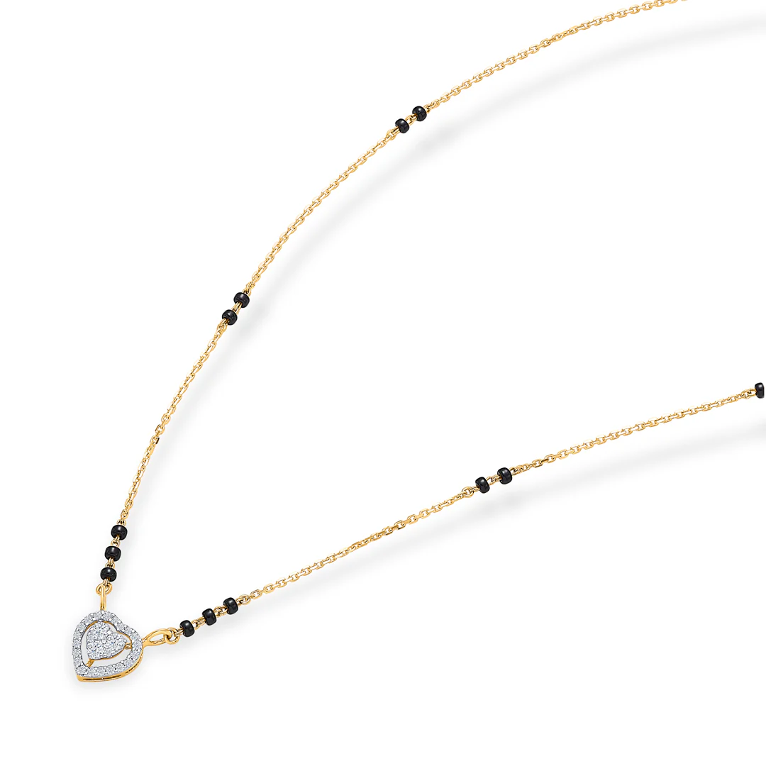 Dazzling Heart Gold & Diamond Modern Mangalsutra For Women - Image 3