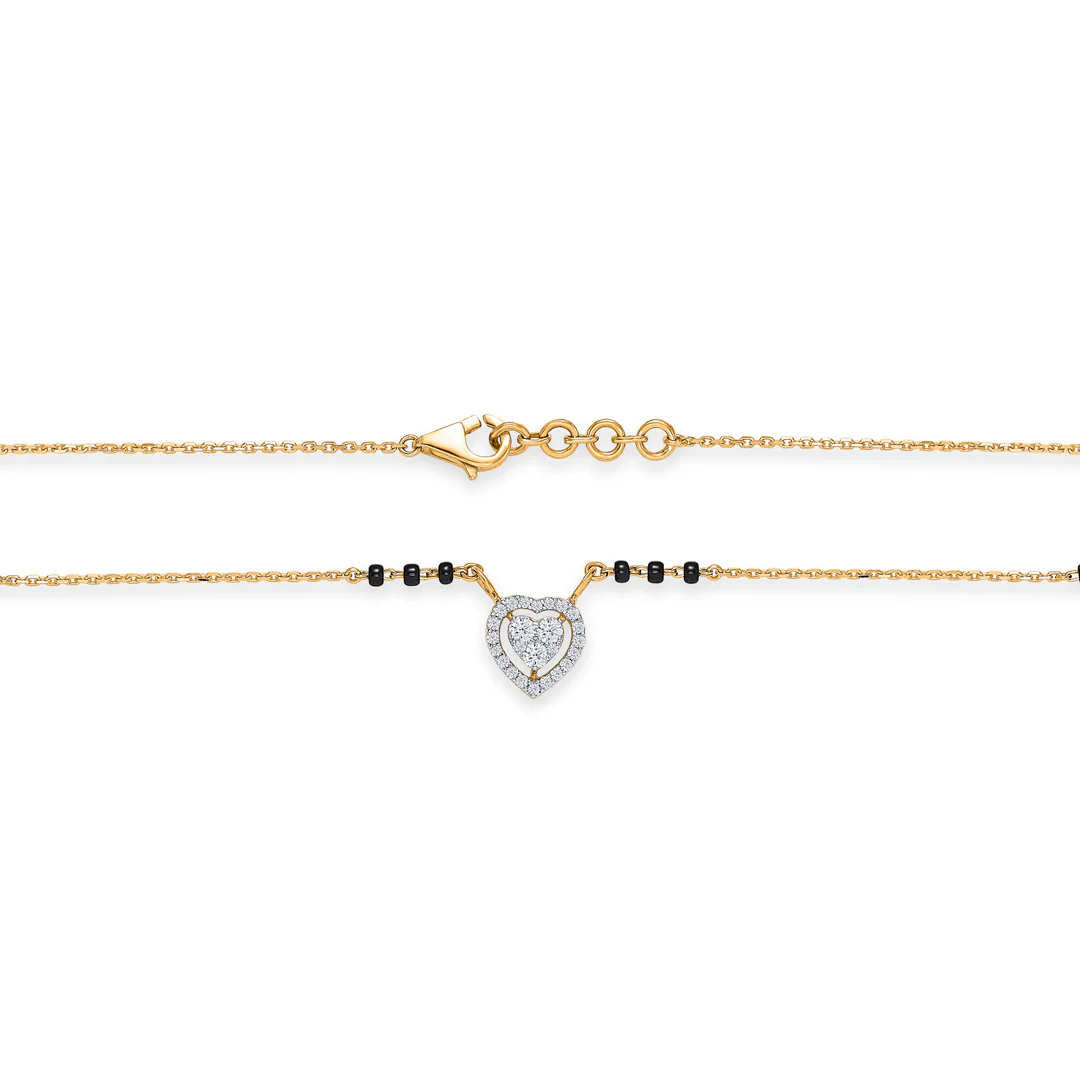 Dazzling Heart Gold & Diamond Modern Mangalsutra For Women - Image 4