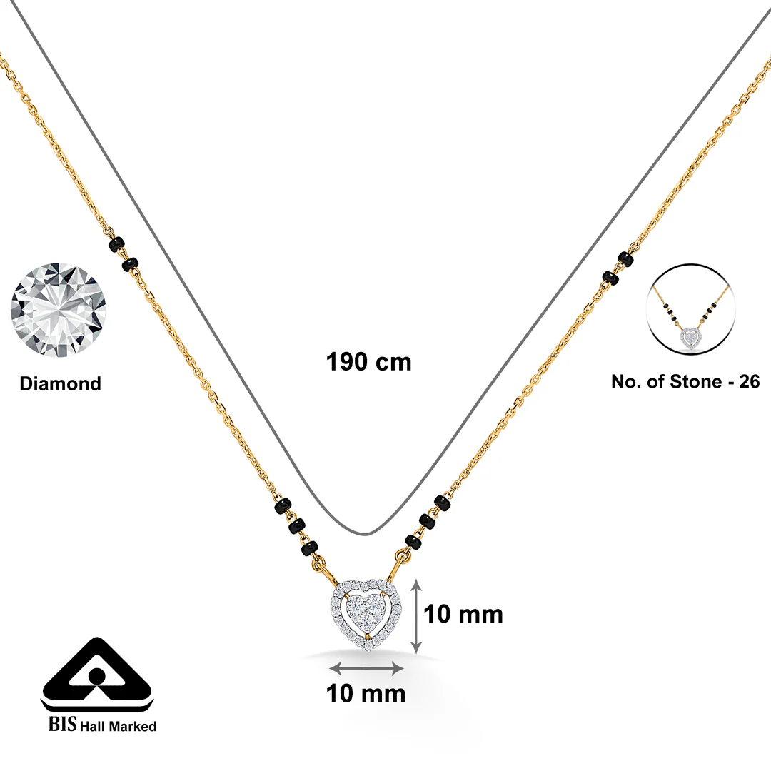 Dazzling Heart Gold & Diamond Modern Mangalsutra For Women - Image 5