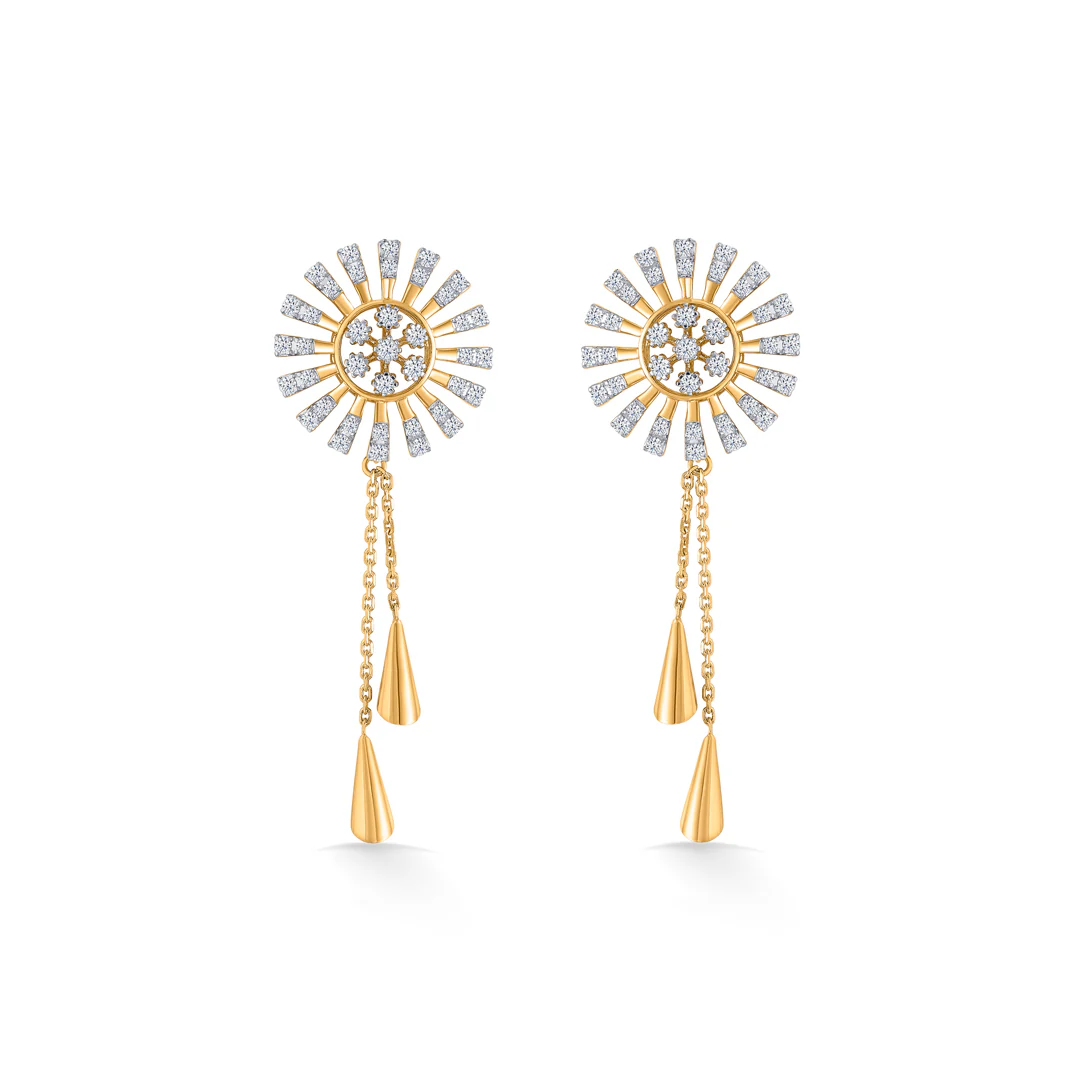 Dazzling Rays Gold & Diamond Pendant Set For Women - Image 2