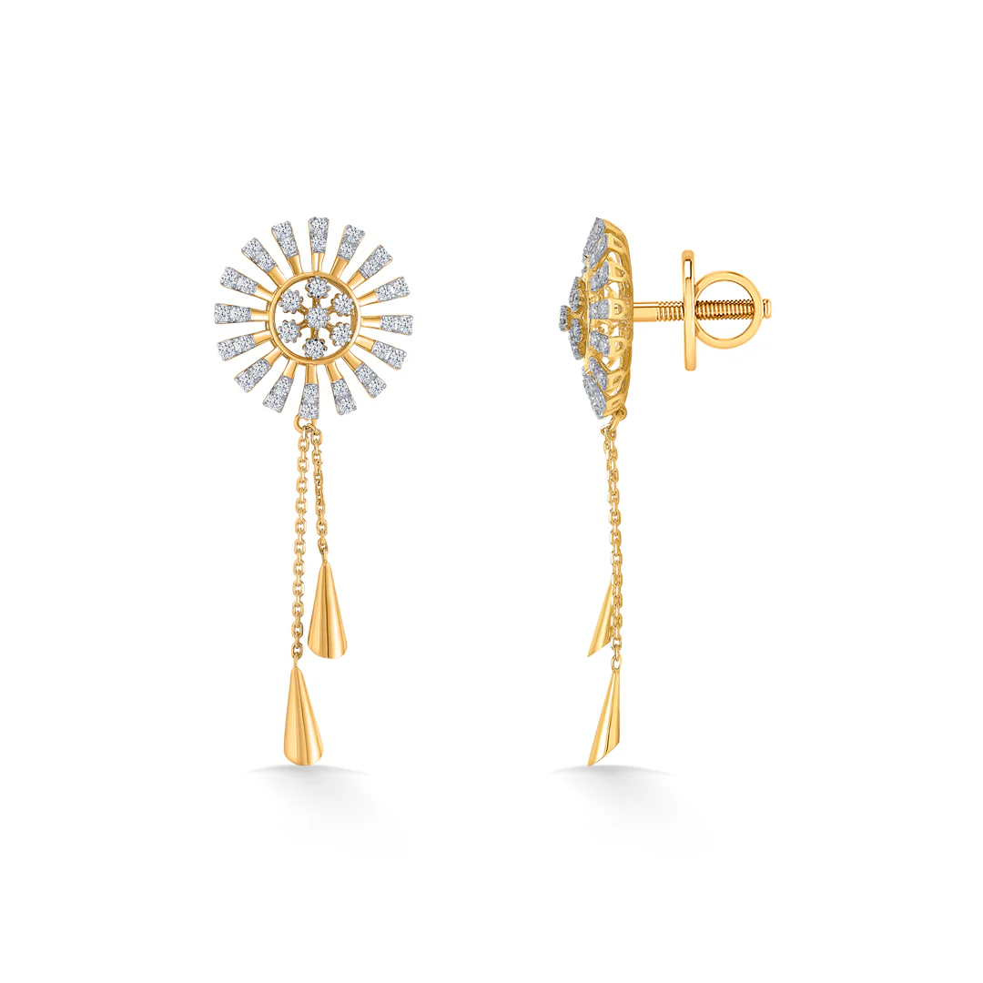 Dazzling Rays Gold & Diamond Pendant Set For Women - Image 3