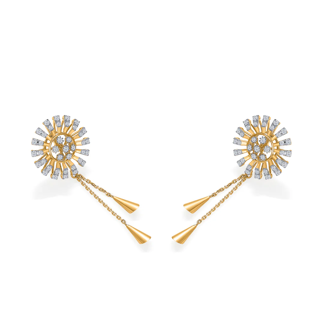 Dazzling Rays Gold & Diamond Pendant Set For Women - Image 4