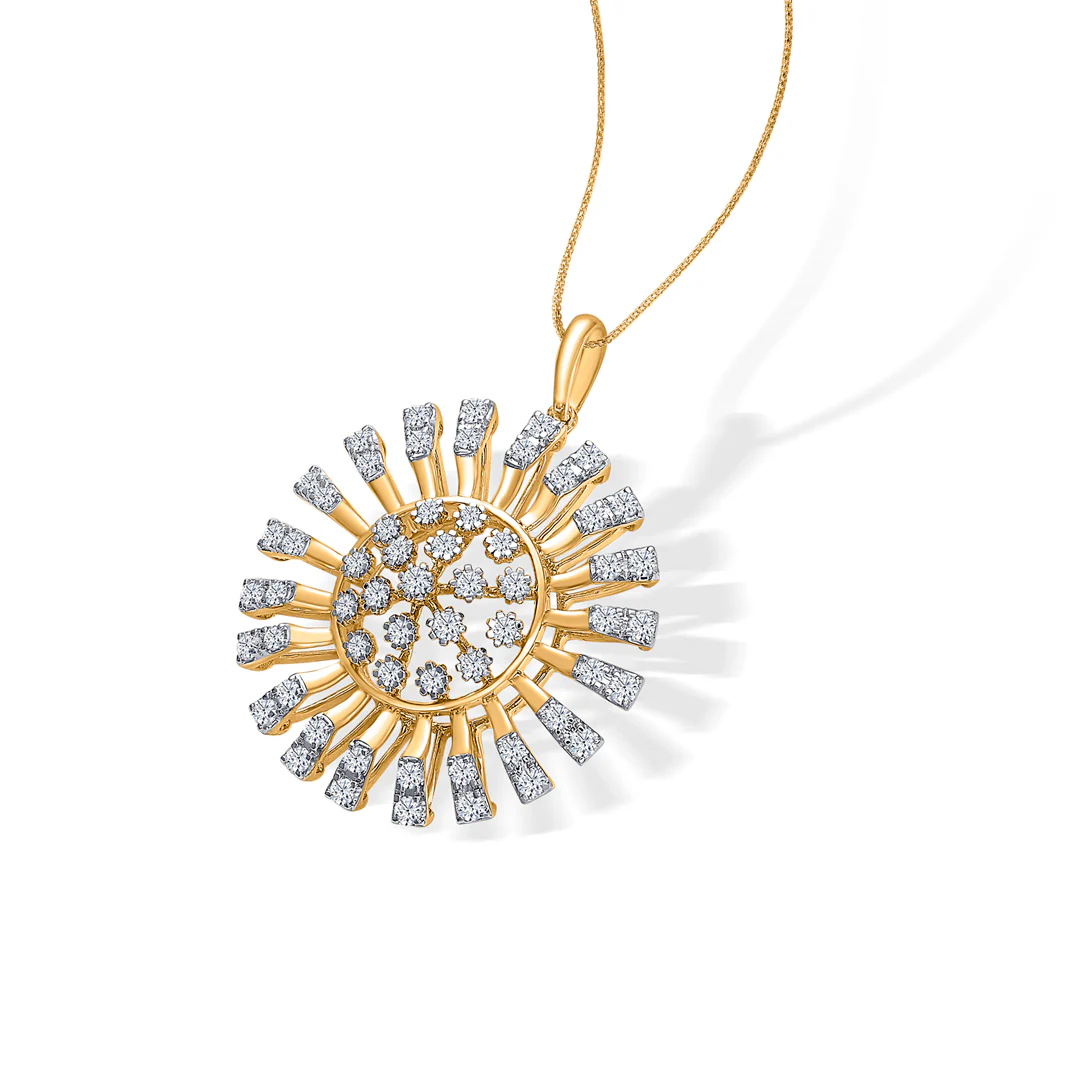 Dazzling Rays Gold & Diamond Pendant Set For Women - Image 7