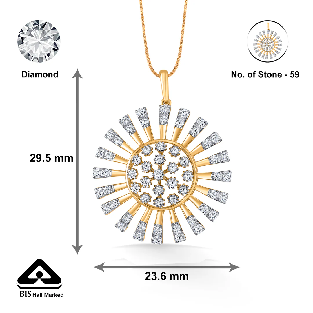Dazzling Rays Gold & Diamond Pendant Set For Women - Image 9