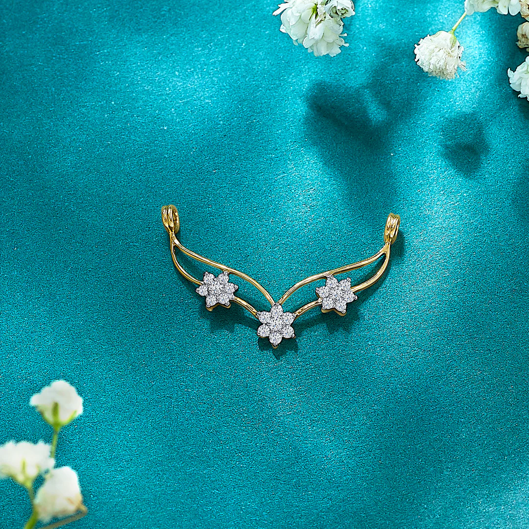 Delicate Daisies Yellow Gold & Diamond Tanmaniya Mangalsutra For Women