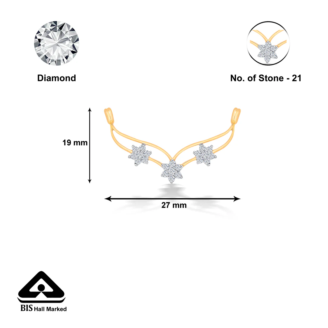 Delicate Daisies Yellow Gold & Diamond Tanmaniya Mangalsutra For Women - Image 5