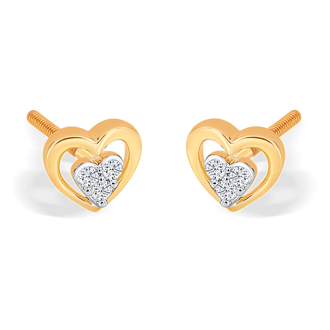 Delicate Yellow Gold & Diamond Stud Earring For Women - Image 3