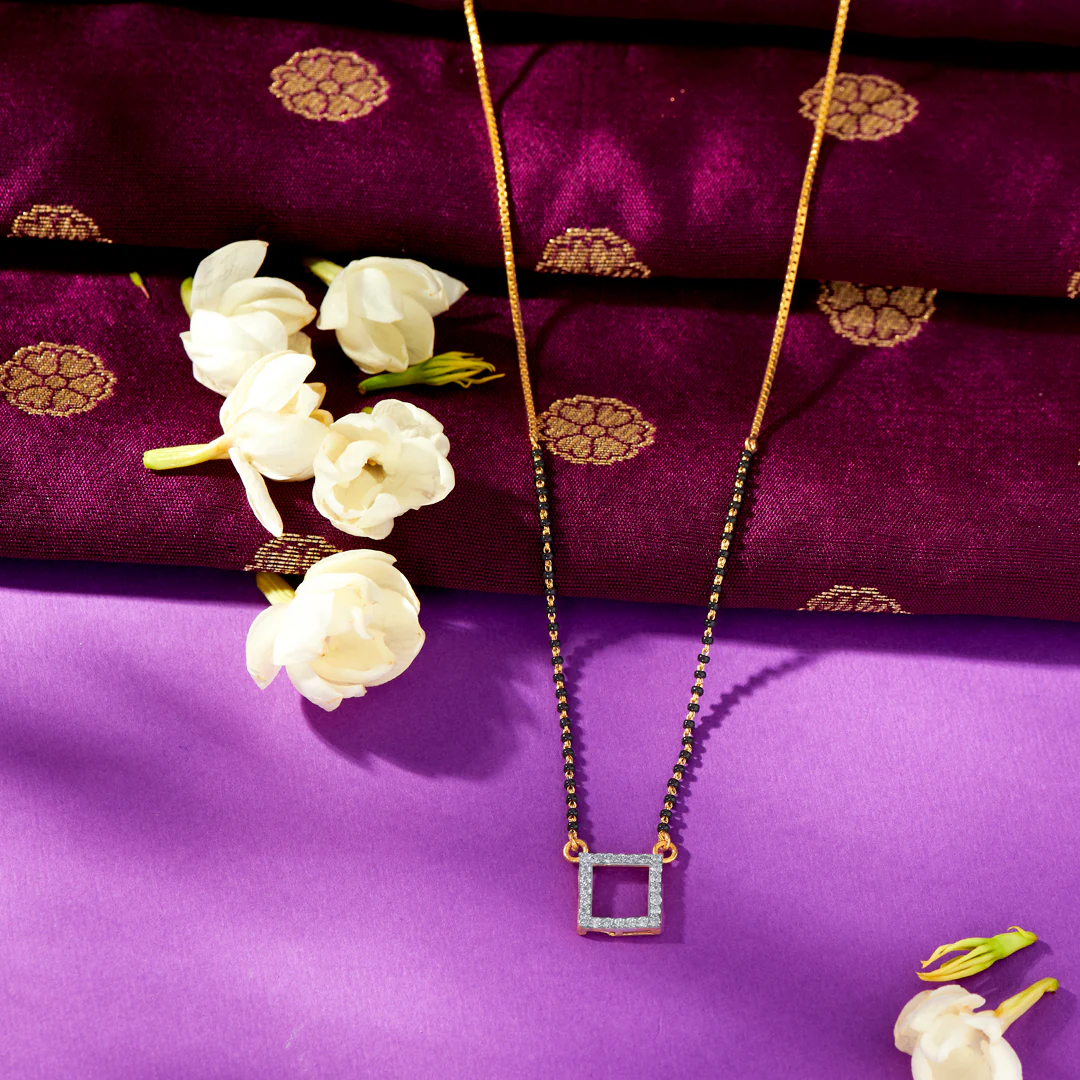 Delightful Cube Yellow Gold Modern Mangalsutra For Women
