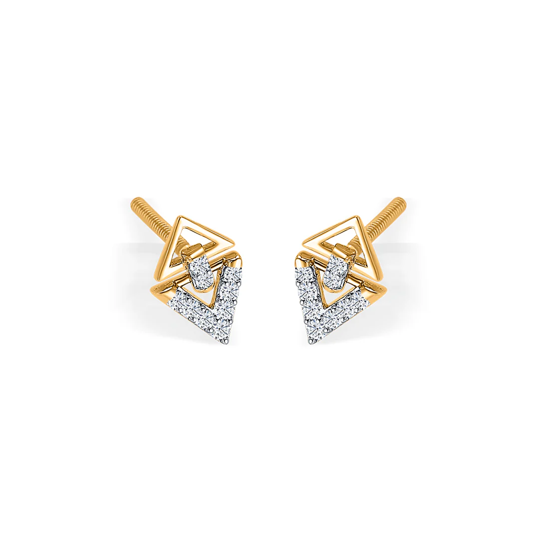 Delta Gleam Gold & Diamond Stud Earring - Image 2