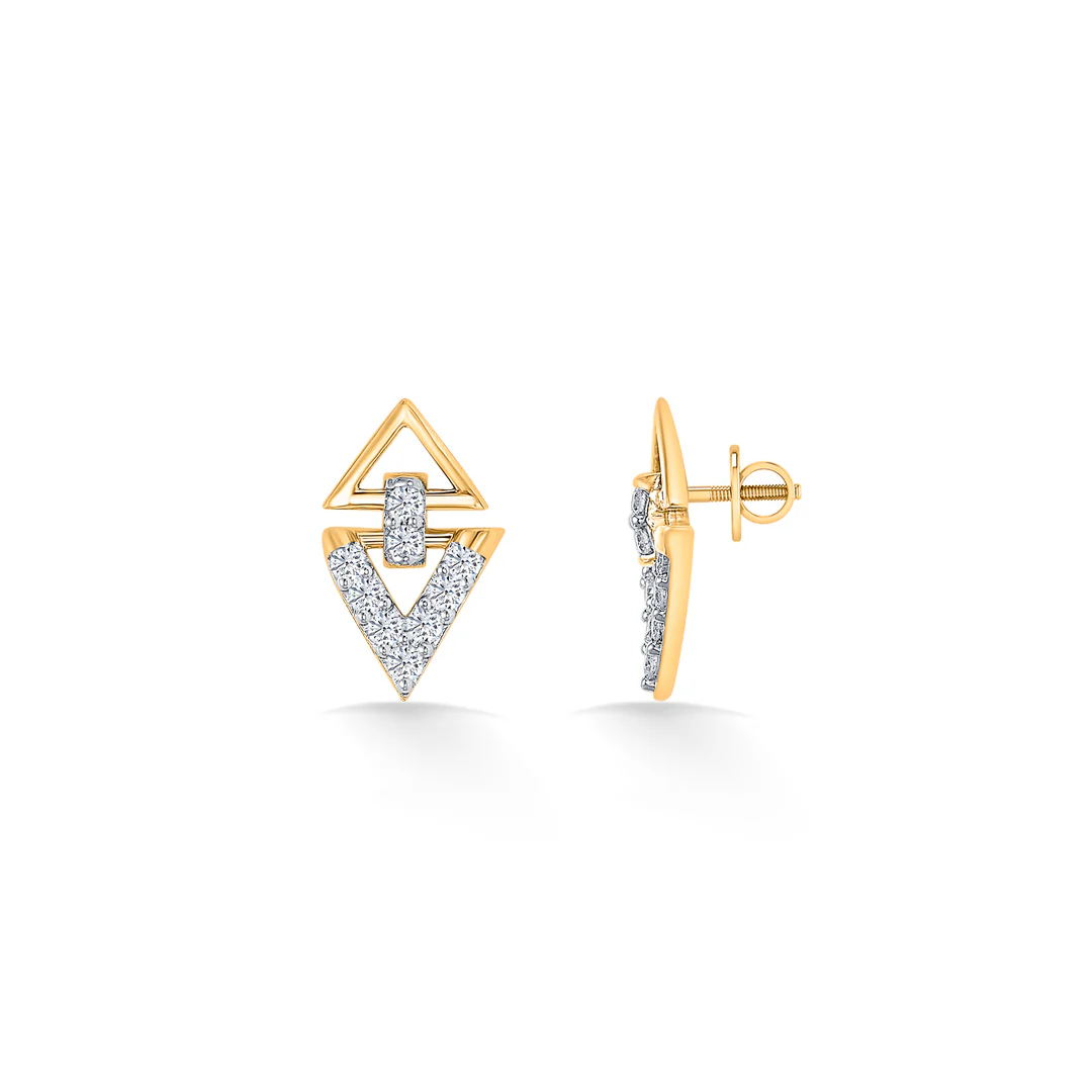 Delta Gleam Gold & Diamond Stud Earring - Image 3