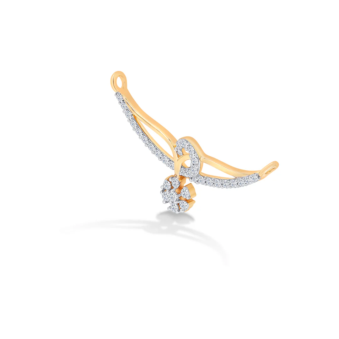 Designer Floral Yellow Gold & Diamond Tanmaniya Mangalsutra For Women - Image 3