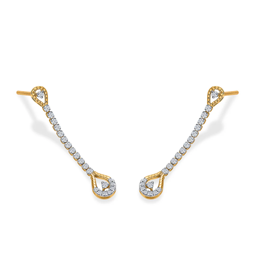 Dewline Drops Gold & Diamond Drops & Dangler Earring - Image 2