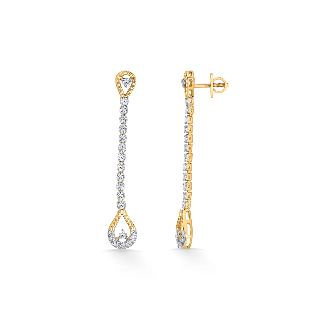 Dewline Drops Gold & Diamond Drops & Dangler Earring - Image 3