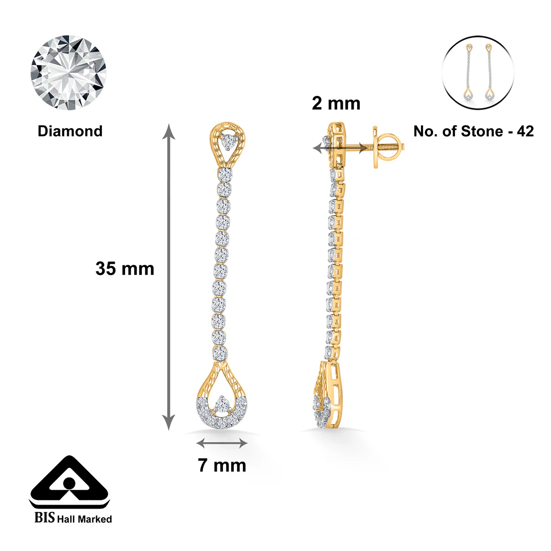 Dewline Drops Gold & Diamond Drops & Dangler Earring - Image 4