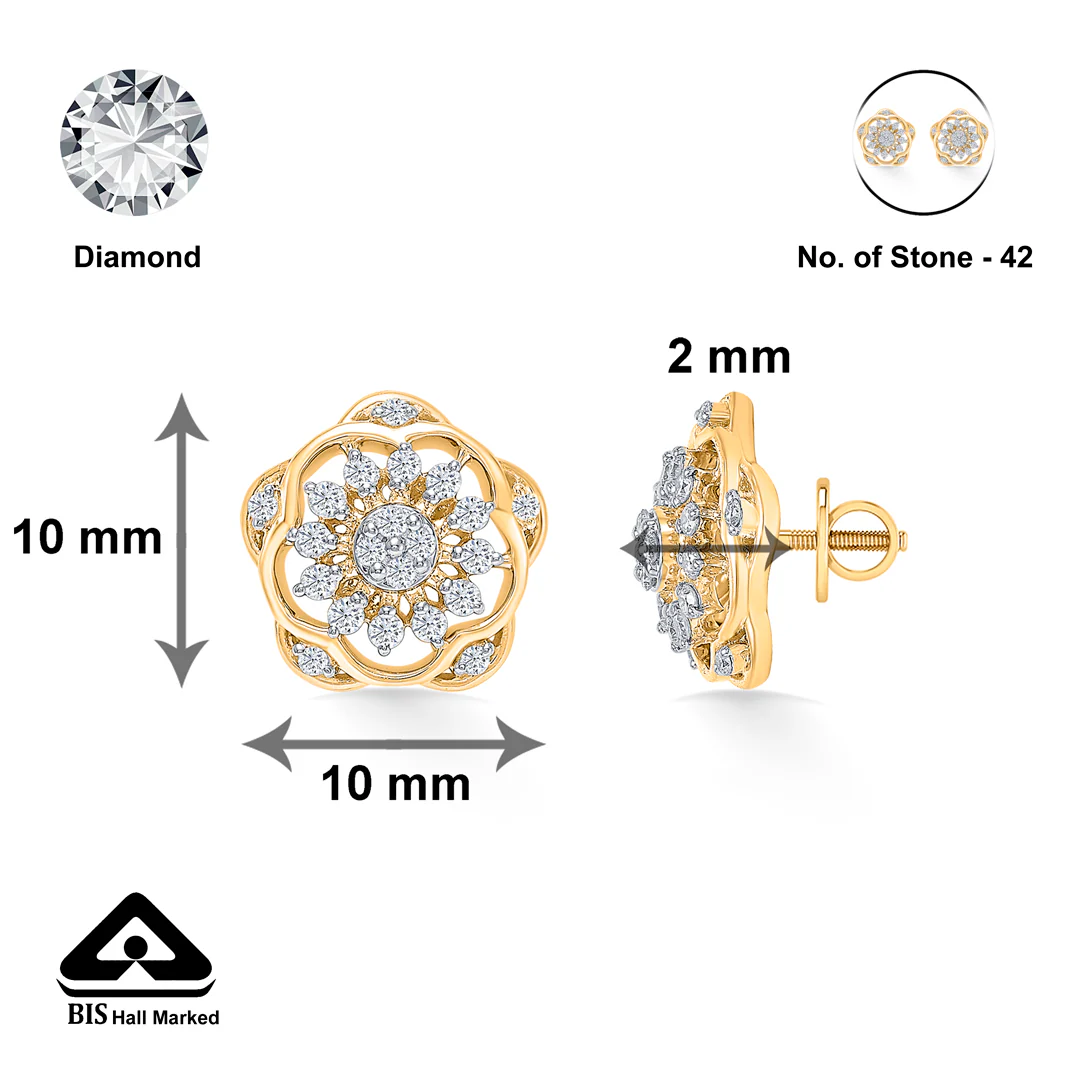 Diamond Bloomlet Gold & Diamond Earring - Image 4
