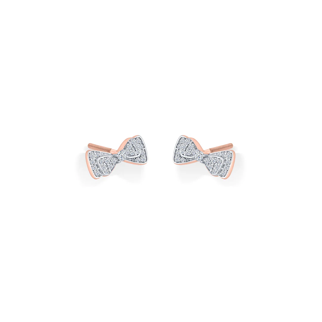 Diamond Bow Rose Gold Stud Diamond Earring For Women - Image 3