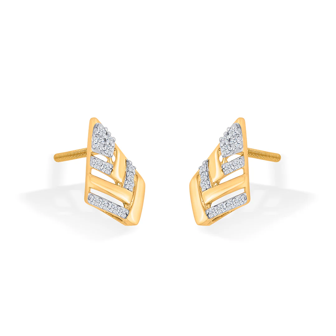 Diamond Crest Gold Stud Diamond Earring for Women - Image 3