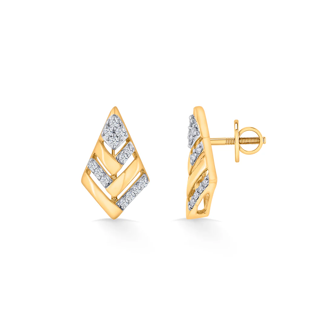 Diamond Crest Gold Stud Diamond Earring for Women - Image 4