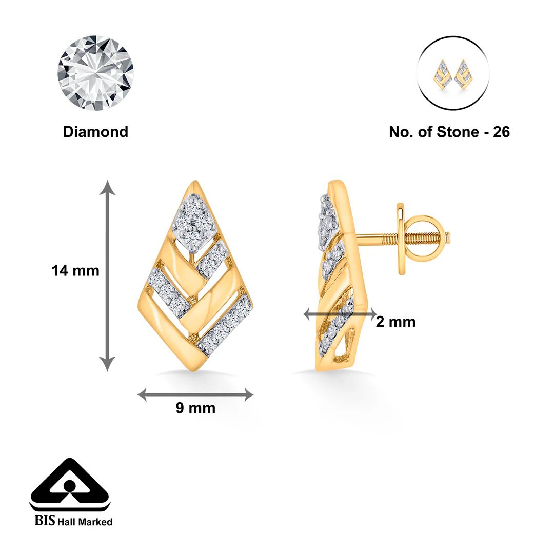 Diamond Crest Gold Stud Diamond Earring for Women - Image 5