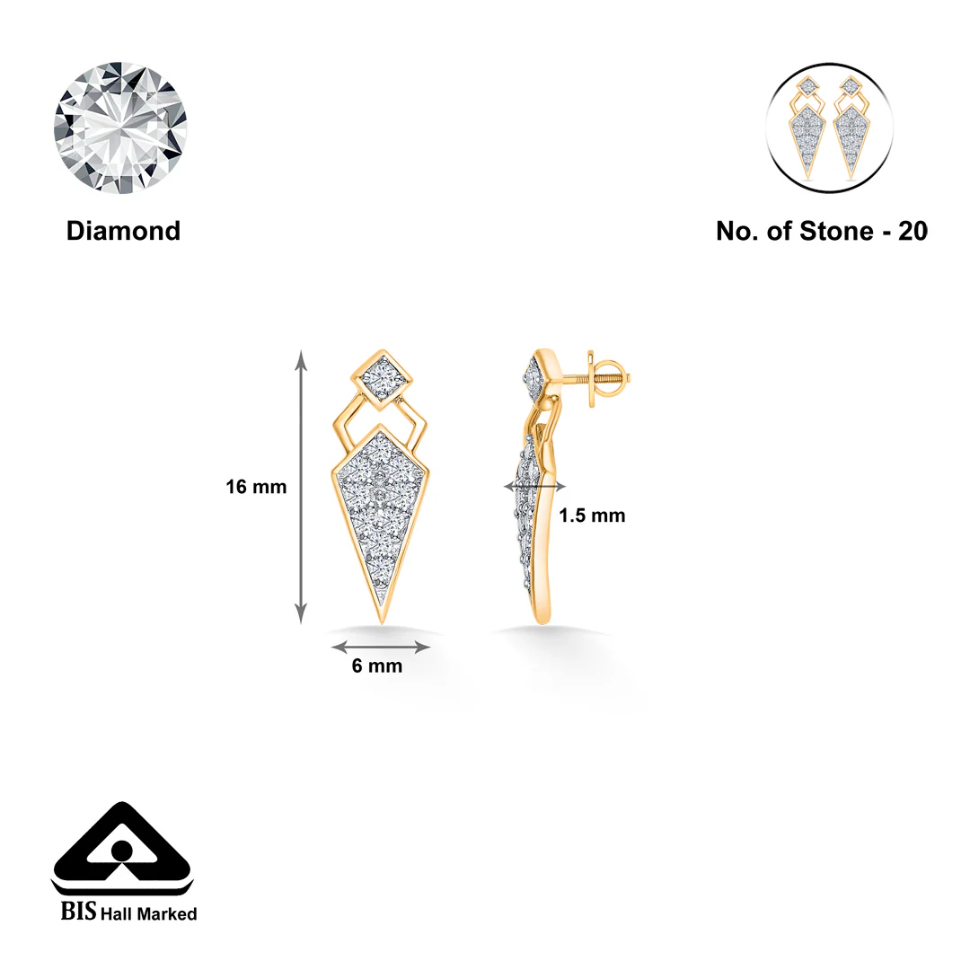 Diamond Dagger Gold & Diamond Stud Earring - Image 4