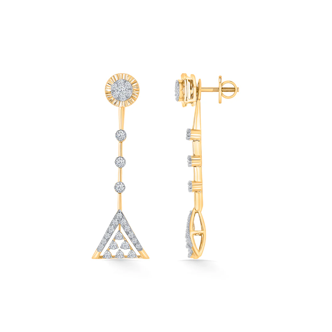 Diora Point Gold & Diamond Drops & Dangler Earring - Image 2