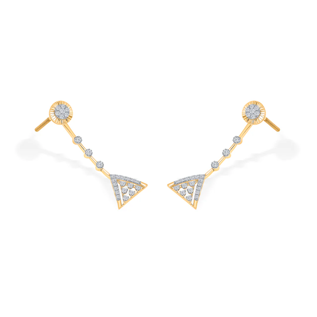 Diora Point Gold & Diamond Drops & Dangler Earring - Image 3