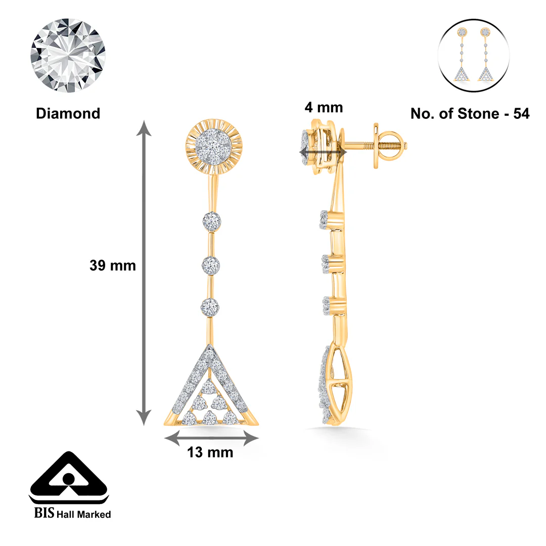 Diora Point Gold & Diamond Drops & Dangler Earring - Image 4