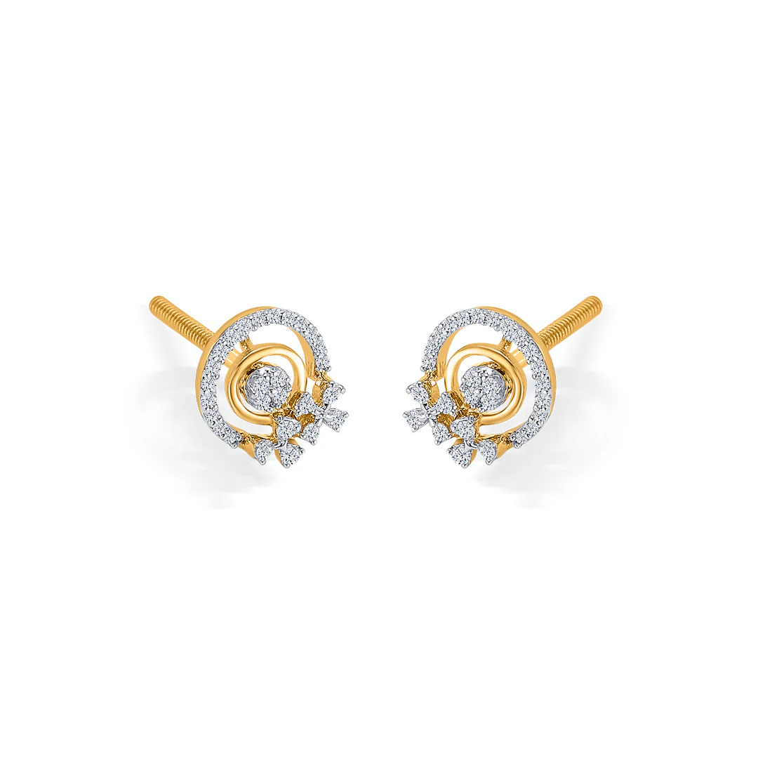 Diva Bow Gold & Diamond Stud Earring - Image 2