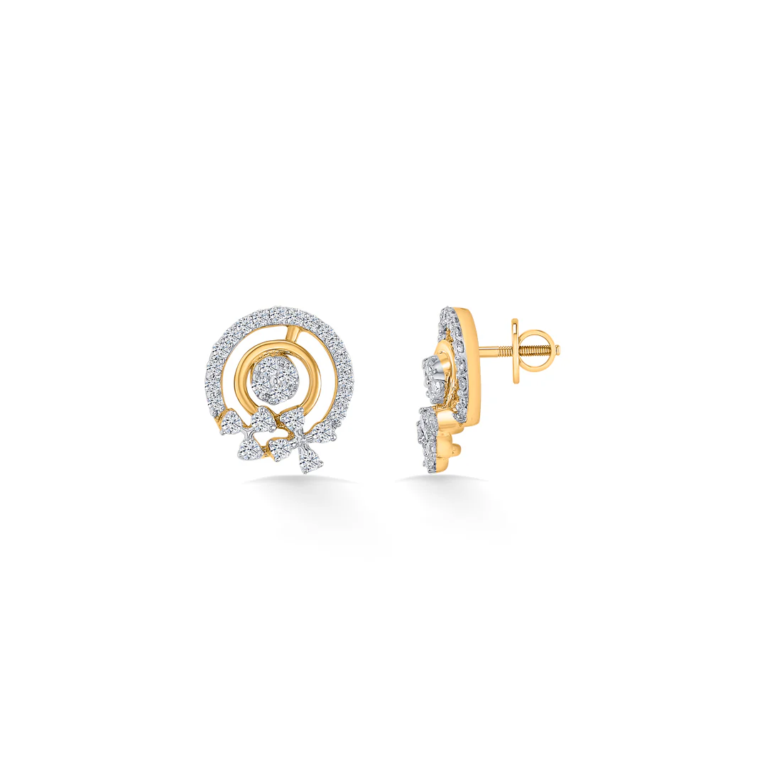 Diva Bow Gold & Diamond Stud Earring - Image 3